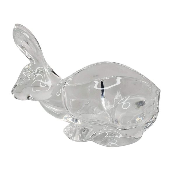 Cristal d'Arques France Crystal Rabbit Bunny Candy Dish Easter - Picture 1 of 4